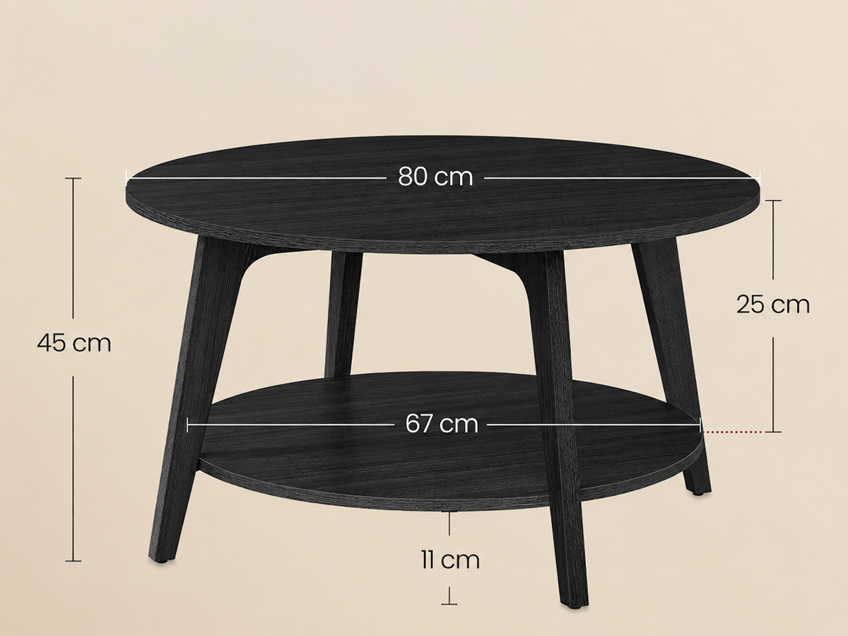 Round Coffee Table 2 Tier Living Room Table