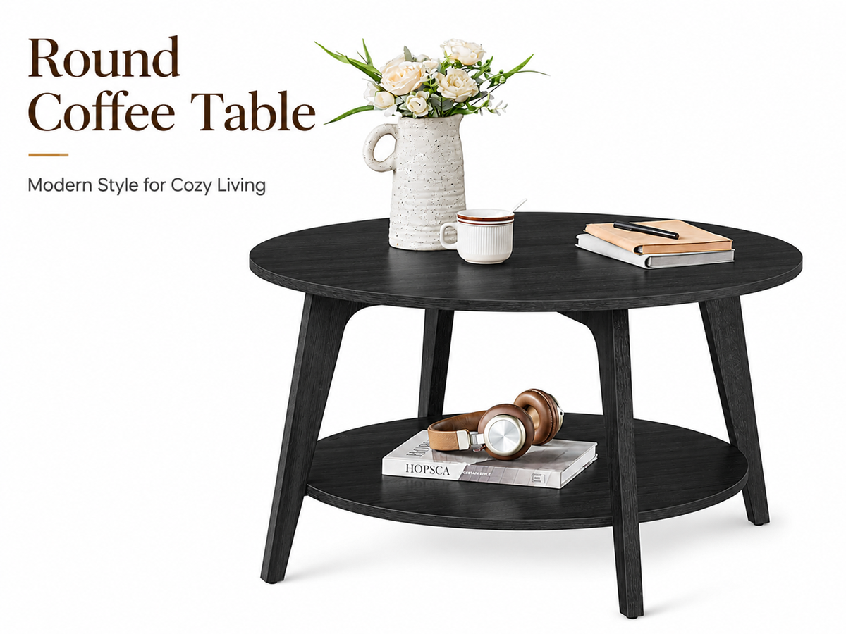 Round Coffee Table 2 Tier Living Room Table