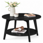 Round Coffee Table 2 Tier Living Room Table
