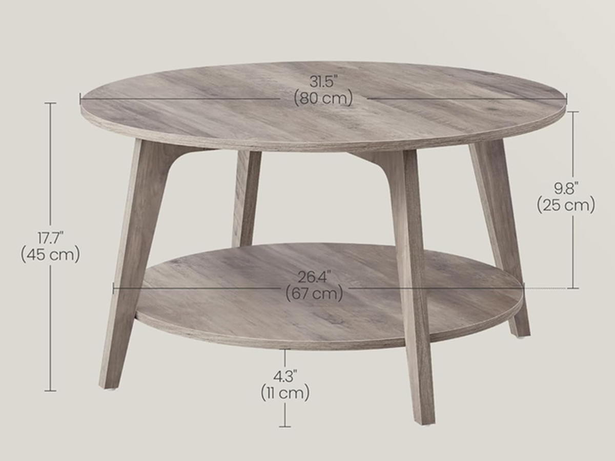Coffee Table Round 2 Tier Centre Table with Storage for Living Room
