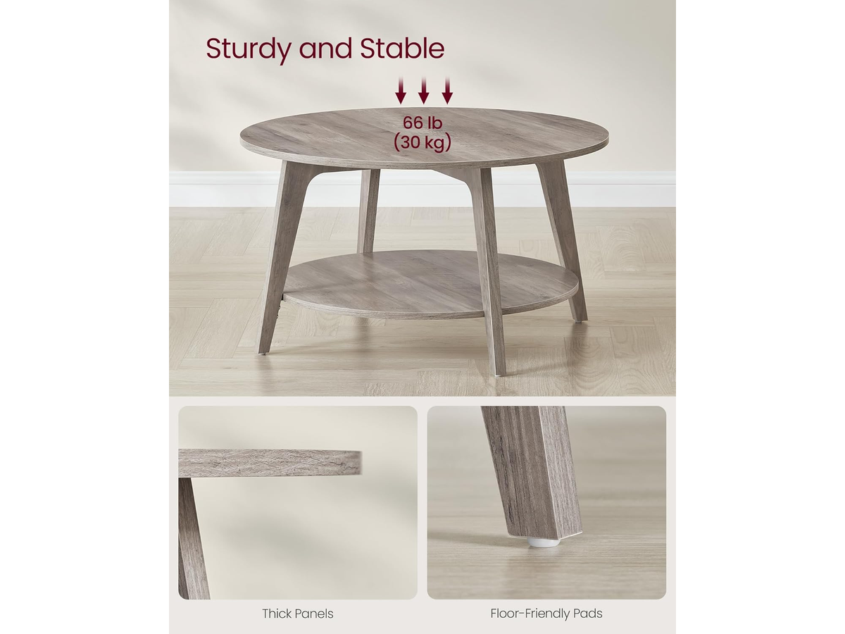Coffee Table Round 2 Tier Centre Table with Storage for Living Room