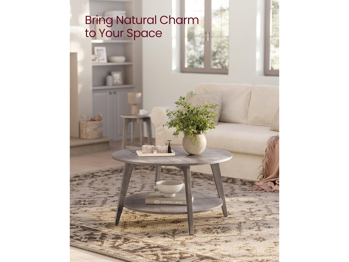 Coffee Table Round 2 Tier Centre Table with Storage for Living Room