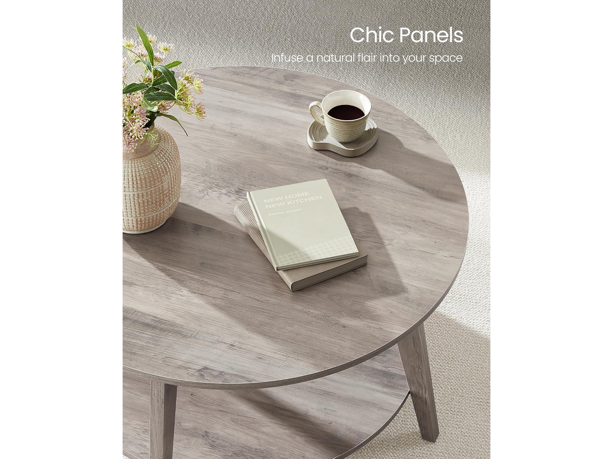 Coffee Table Round 2 Tier Centre Table with Storage for Living Room