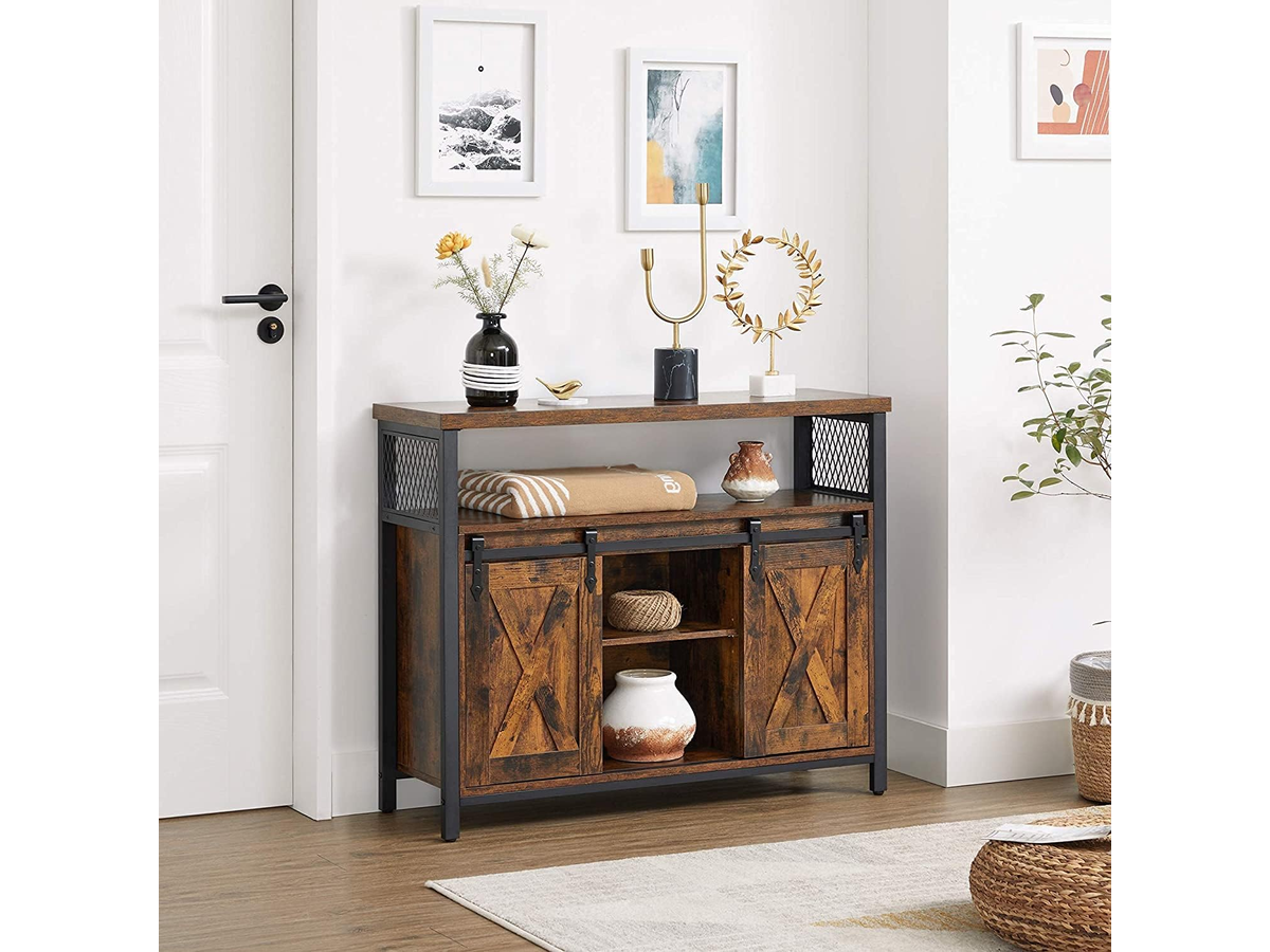 Buffet Cabinet Sideboard Coffee Bar Storage Cabinet with Sliding Barn Doors