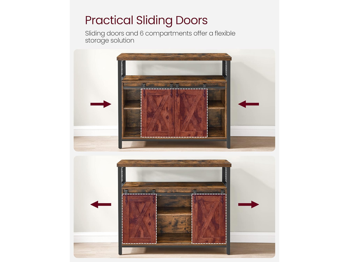Buffet Cabinet Sideboard Coffee Bar Storage Cabinet with Sliding Barn Doors
