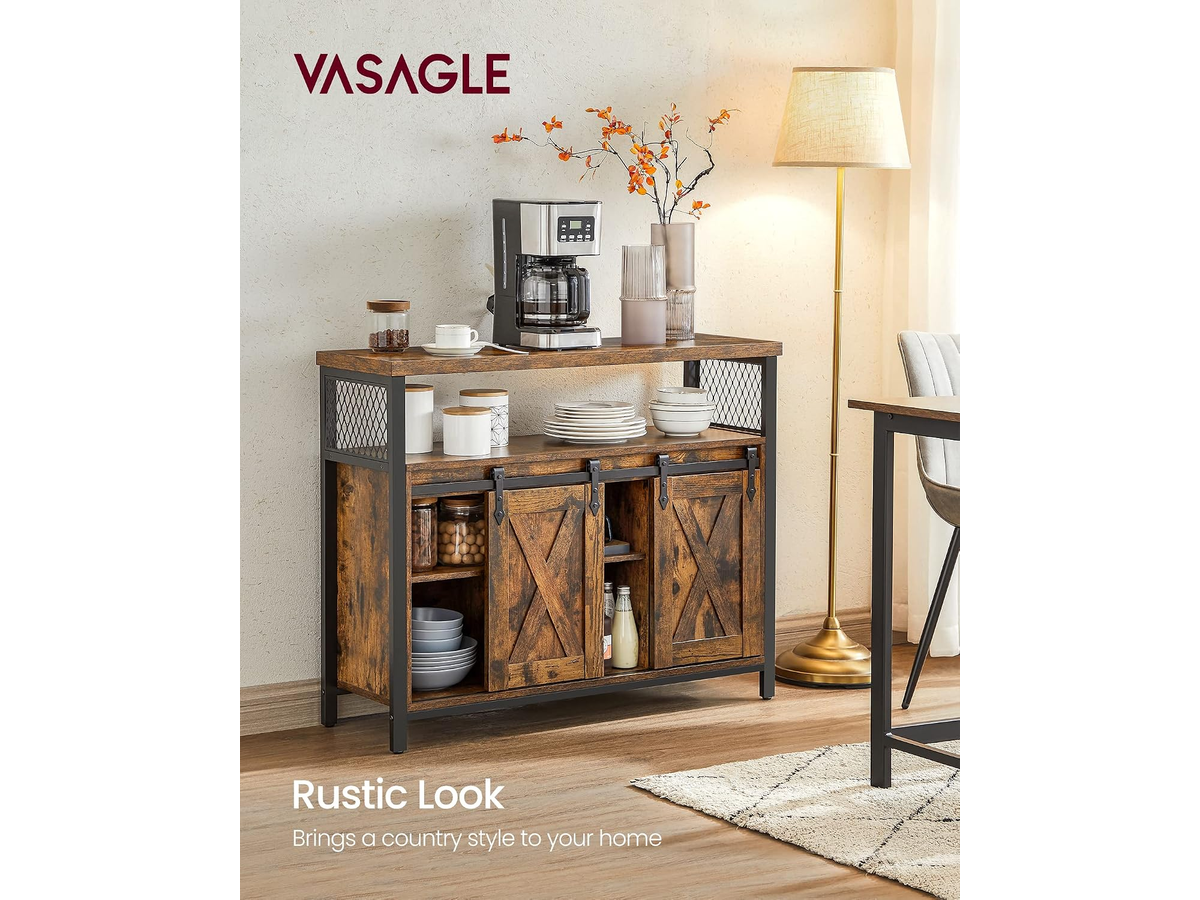 Buffet Cabinet Sideboard Coffee Bar Storage Cabinet with Sliding Barn Doors