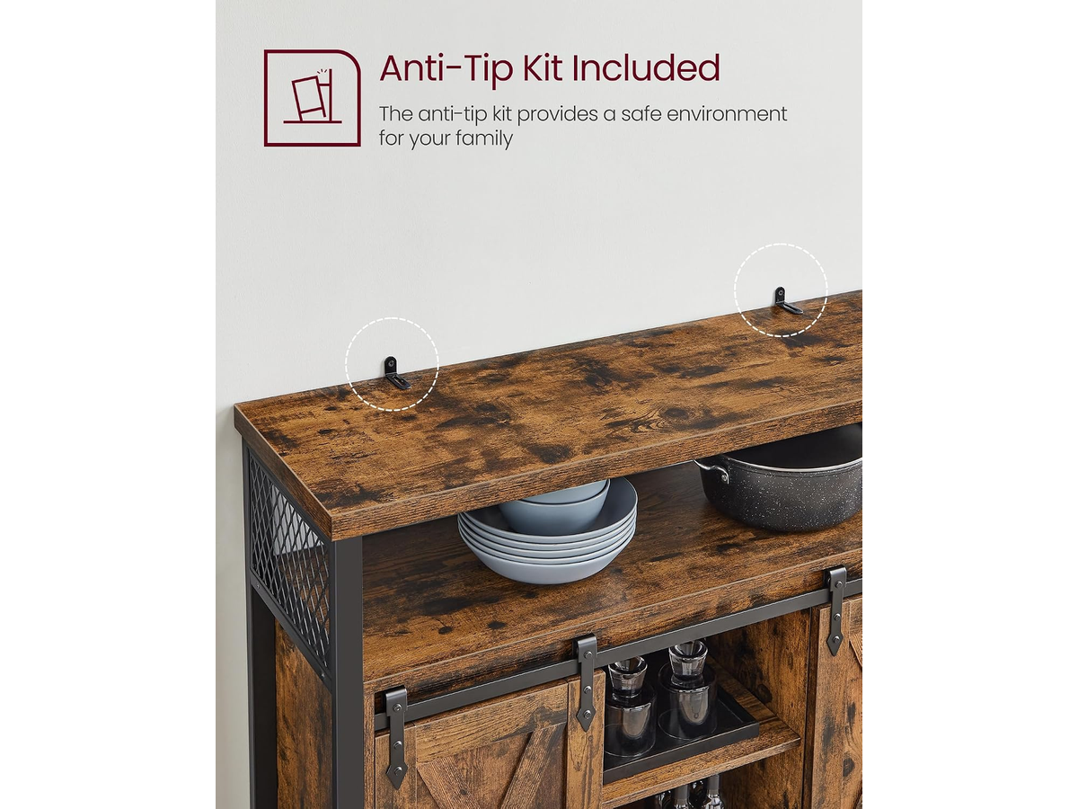Buffet Cabinet Sideboard Coffee Bar Storage Cabinet with Sliding Barn Doors