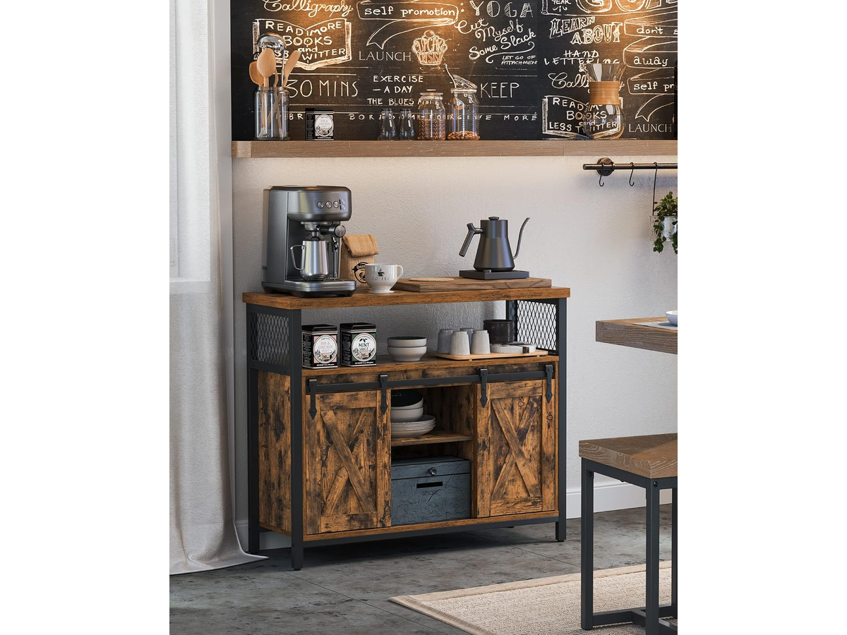 Buffet Cabinet Sideboard Coffee Bar Storage Cabinet with Sliding Barn Doors