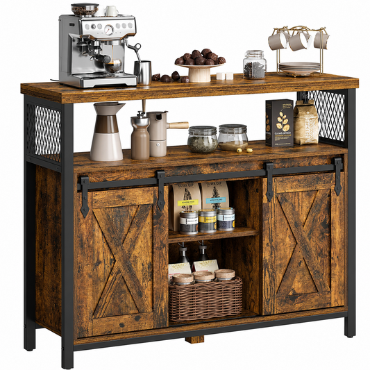 Buffet Cabinet Sideboard Coffee Bar Storage Cabinet with Sliding Barn Doors