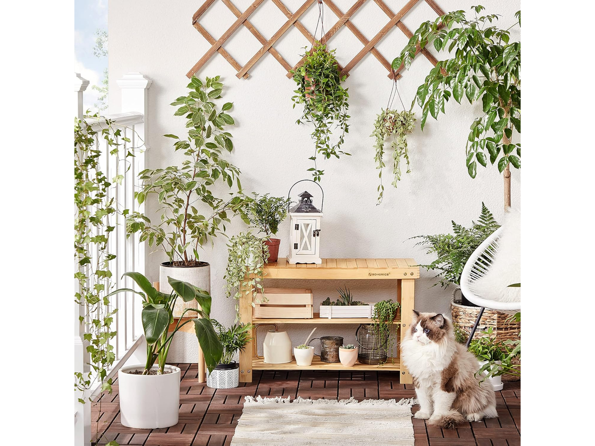 3 Tier Bamboo Shoe Bench with Storage Shelves