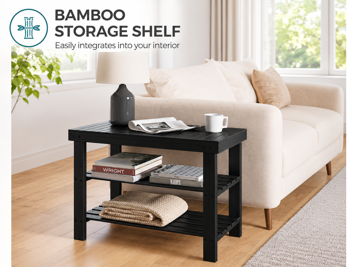Shoe Rack Bench 3 Tier Bamboo Shoe Storage Organiser Entryway Bench