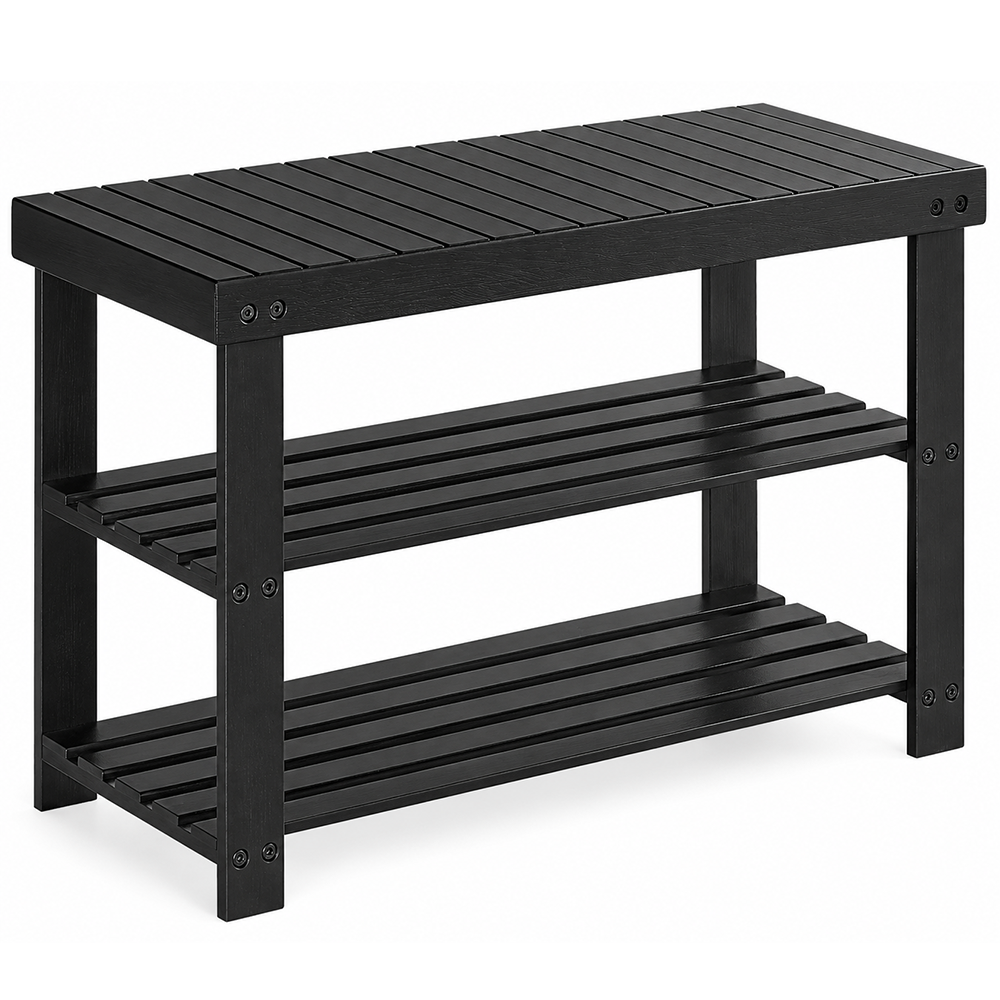 Shoe Rack Bench 3 Tier Bamboo Shoe Storage Organiser Entryway Bench
