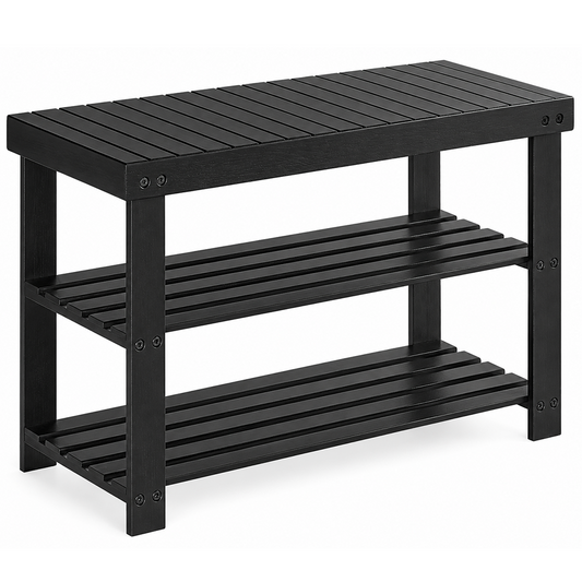 Shoe Rack Bench 3 Tier Bamboo Shoe Storage Organiser Entryway Bench