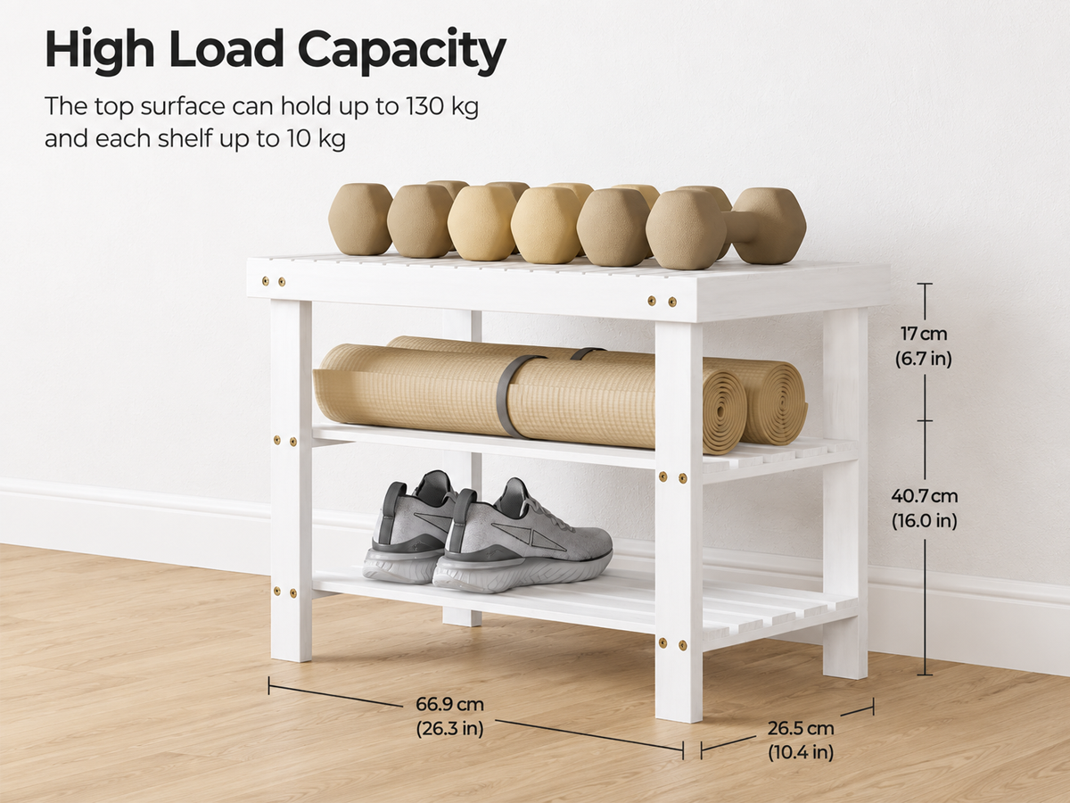 3 Tier Bamboo Shoe Bench