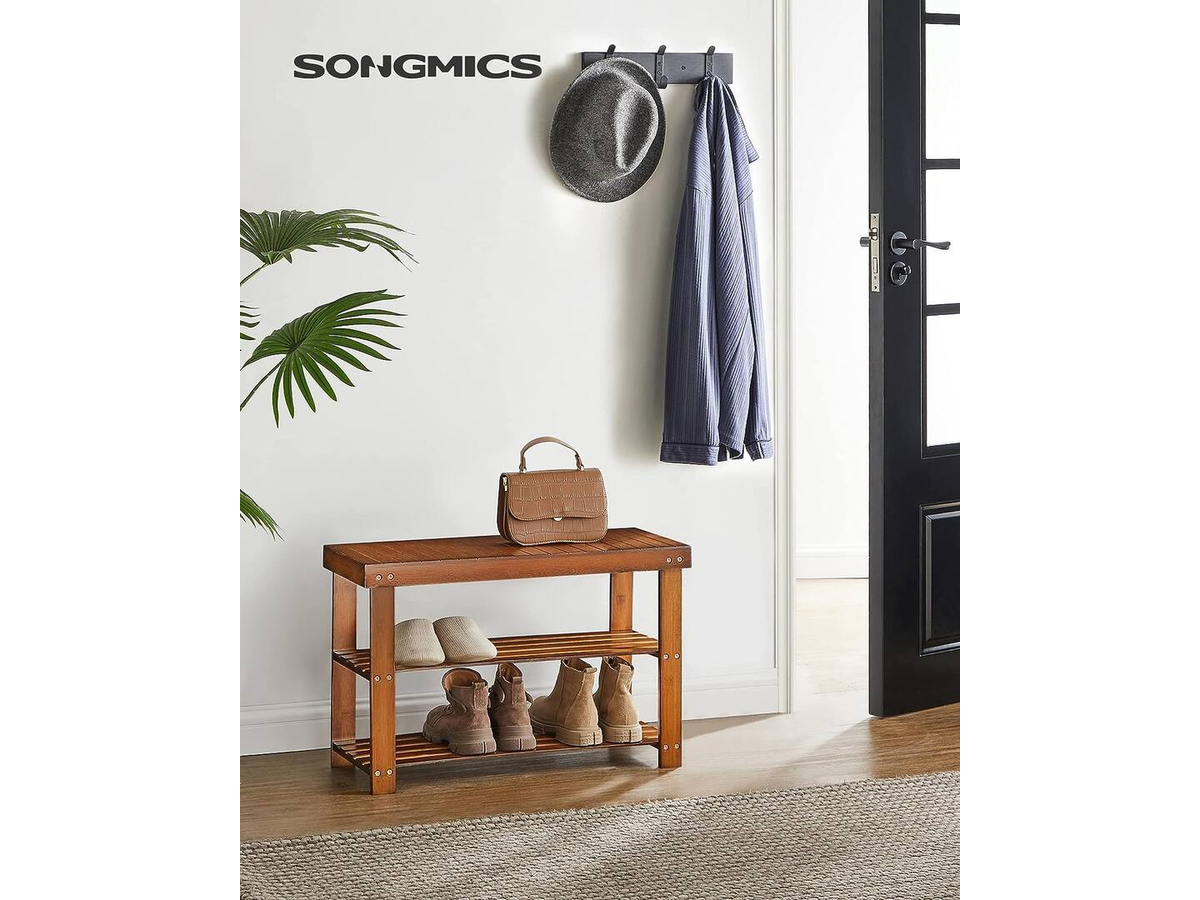 Shoe Rack Bench 3 Tier Bamboo Shoe Storage Organiser Entryway Bench