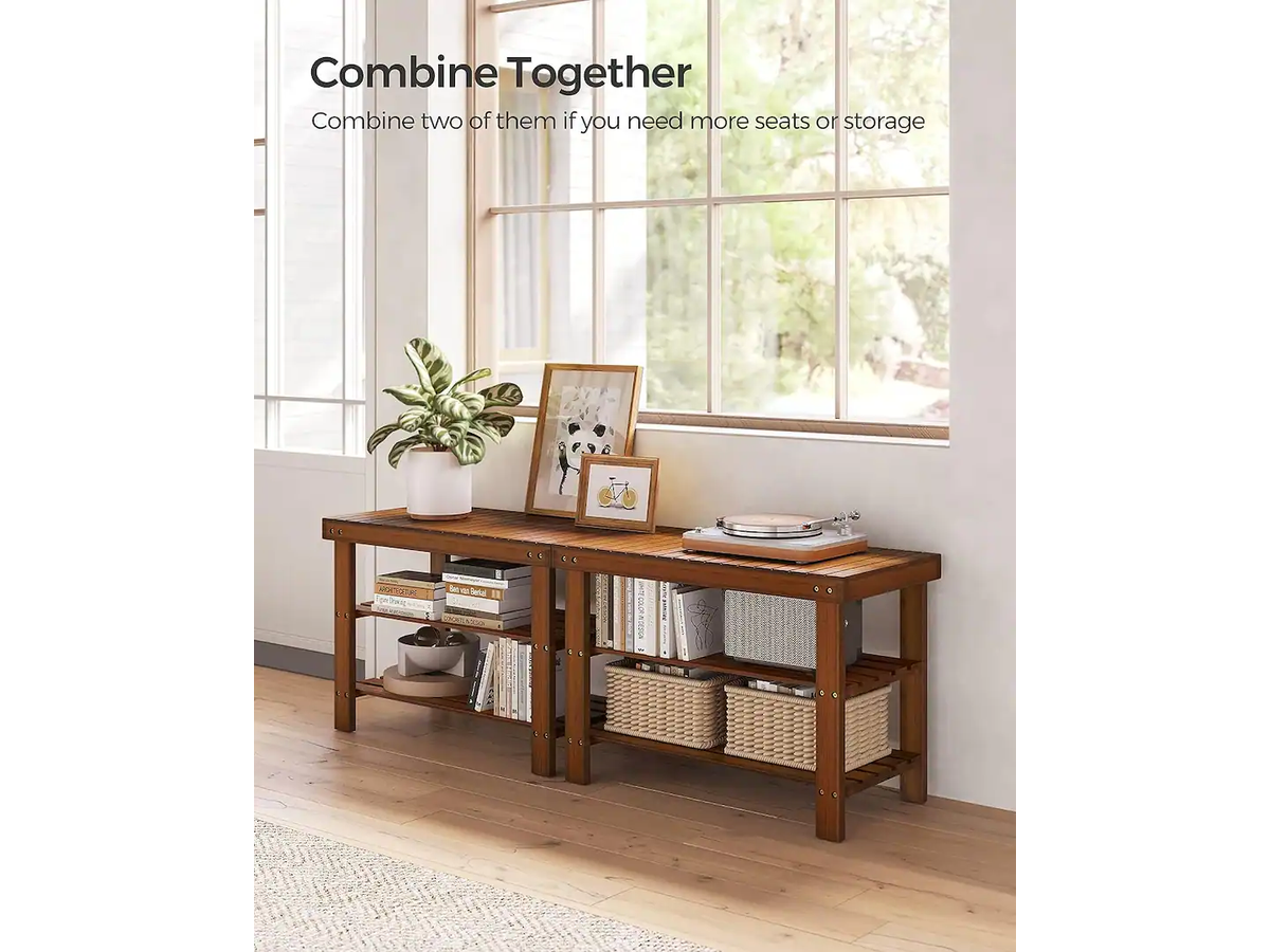 Shoe Rack Bench 3 Tier Bamboo Shoe Storage Organiser Entryway Bench