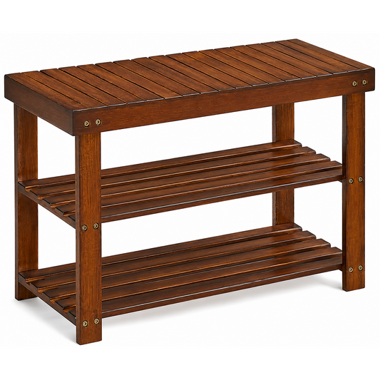 Shoe Rack Bench 3 Tier Bamboo Shoe Storage Organiser Entryway Bench