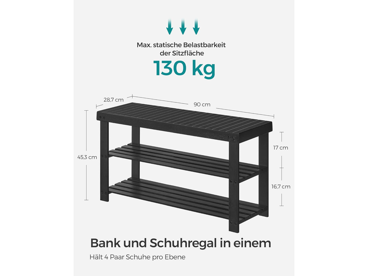 3 Tier Bamboo Entryway Shoe Storage Bench