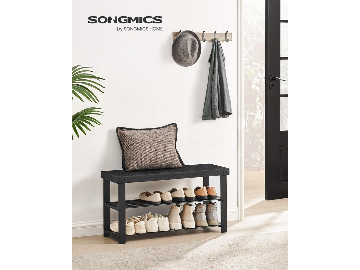 3 Tier Bamboo Entryway Shoe Storage Bench
