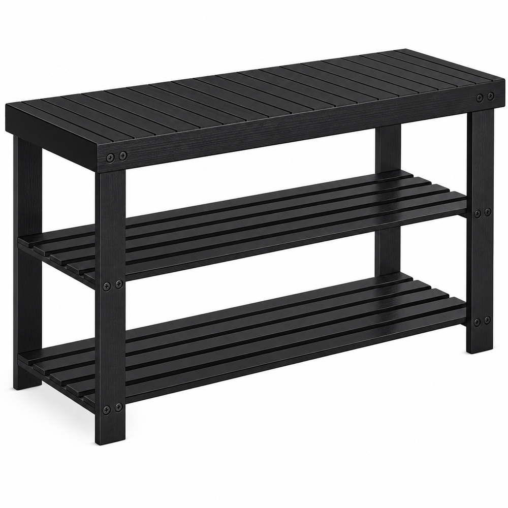 3 Tier Bamboo Entryway Shoe Storage Bench