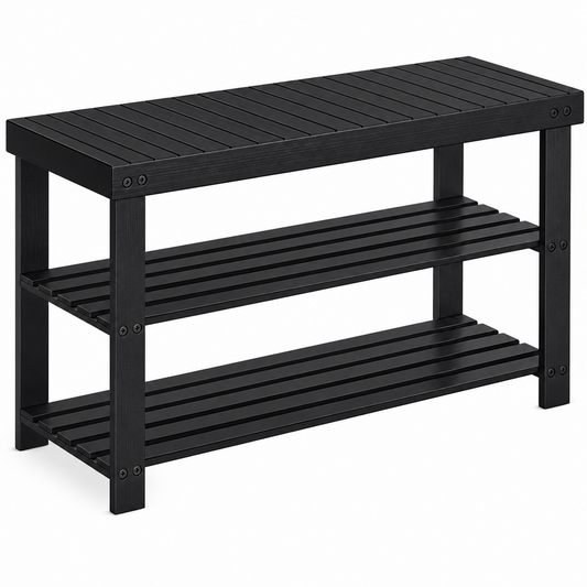 3 Tier Bamboo Entryway Shoe Storage Bench