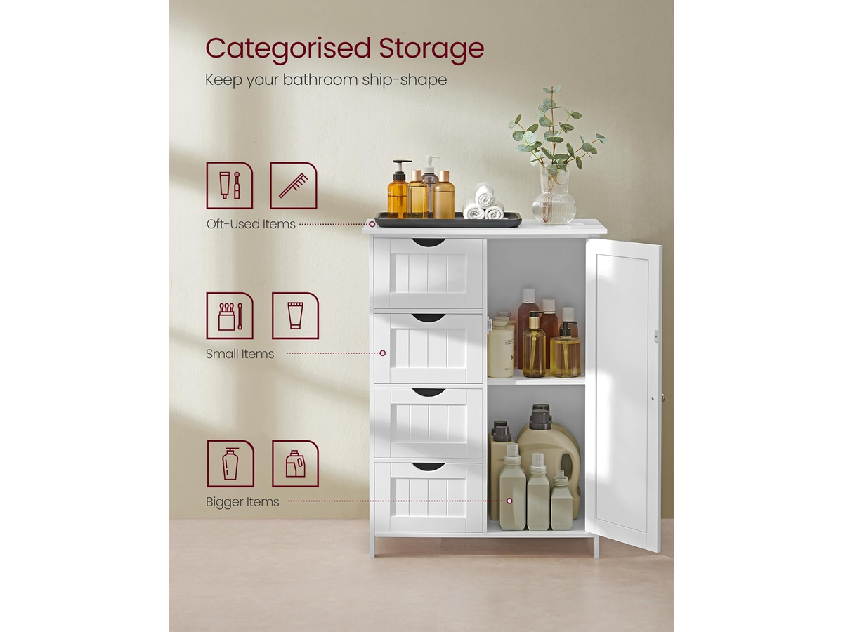 Bathroom Storage Cabinet Freestanding Floor Cabinet with 4 Drawers