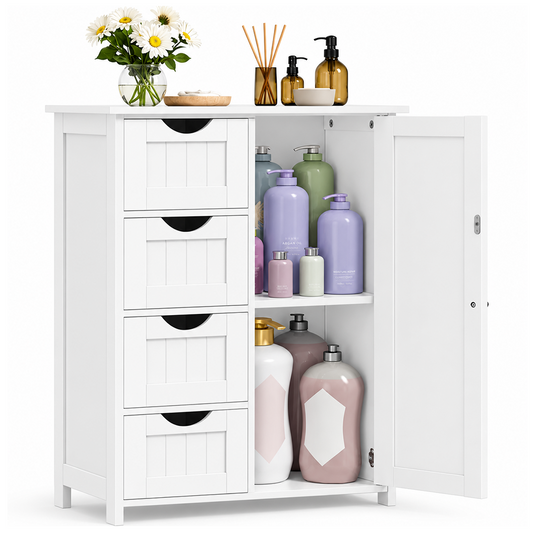 Bathroom Storage Cabinet Freestanding Floor Cabinet with 4 Drawers
