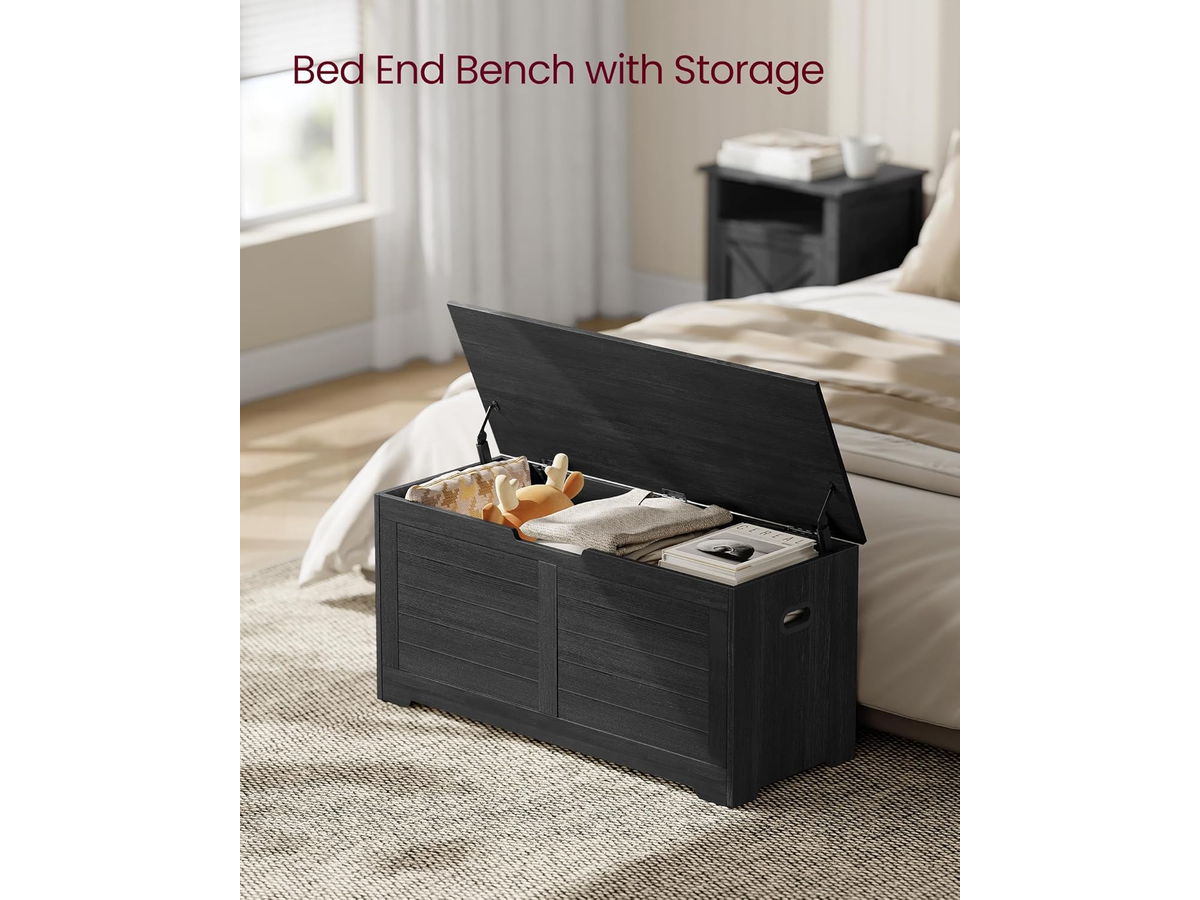 Storage Bench Farmhouse Storage Chest Shoe Bench with Safety Hinges
