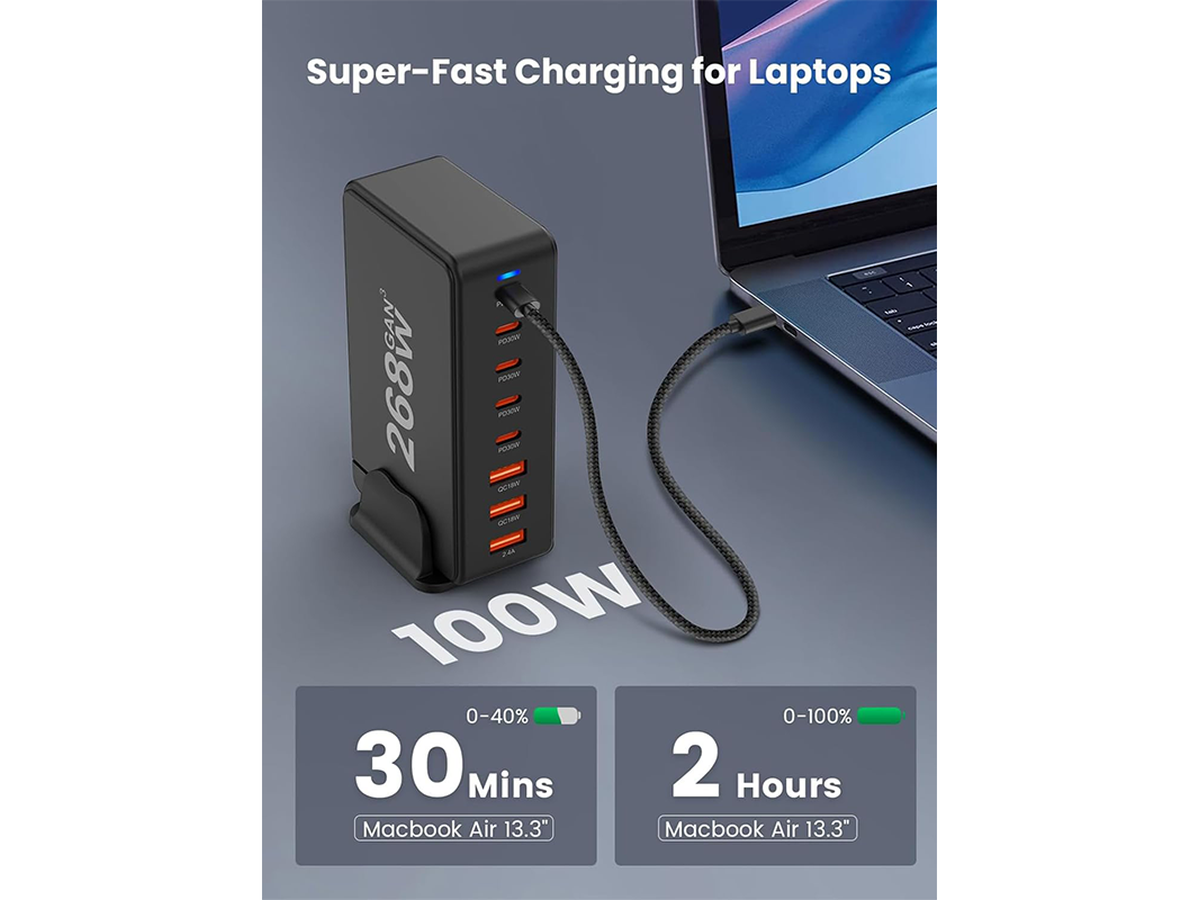 USB C Charging Station 8 Port GaN III Fast Charger 268W