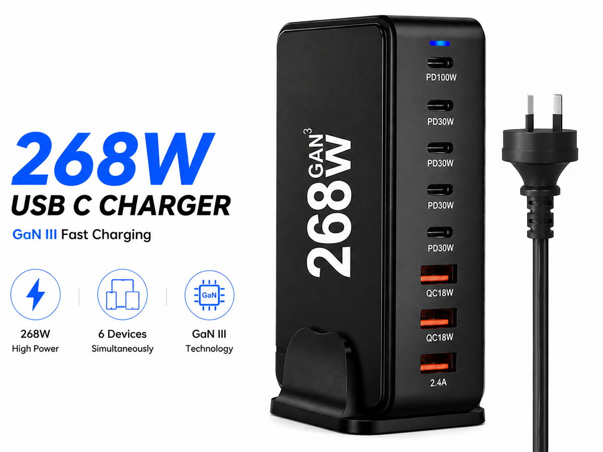 USB C Charging Station 8 Port GaN III Fast Charger 268W