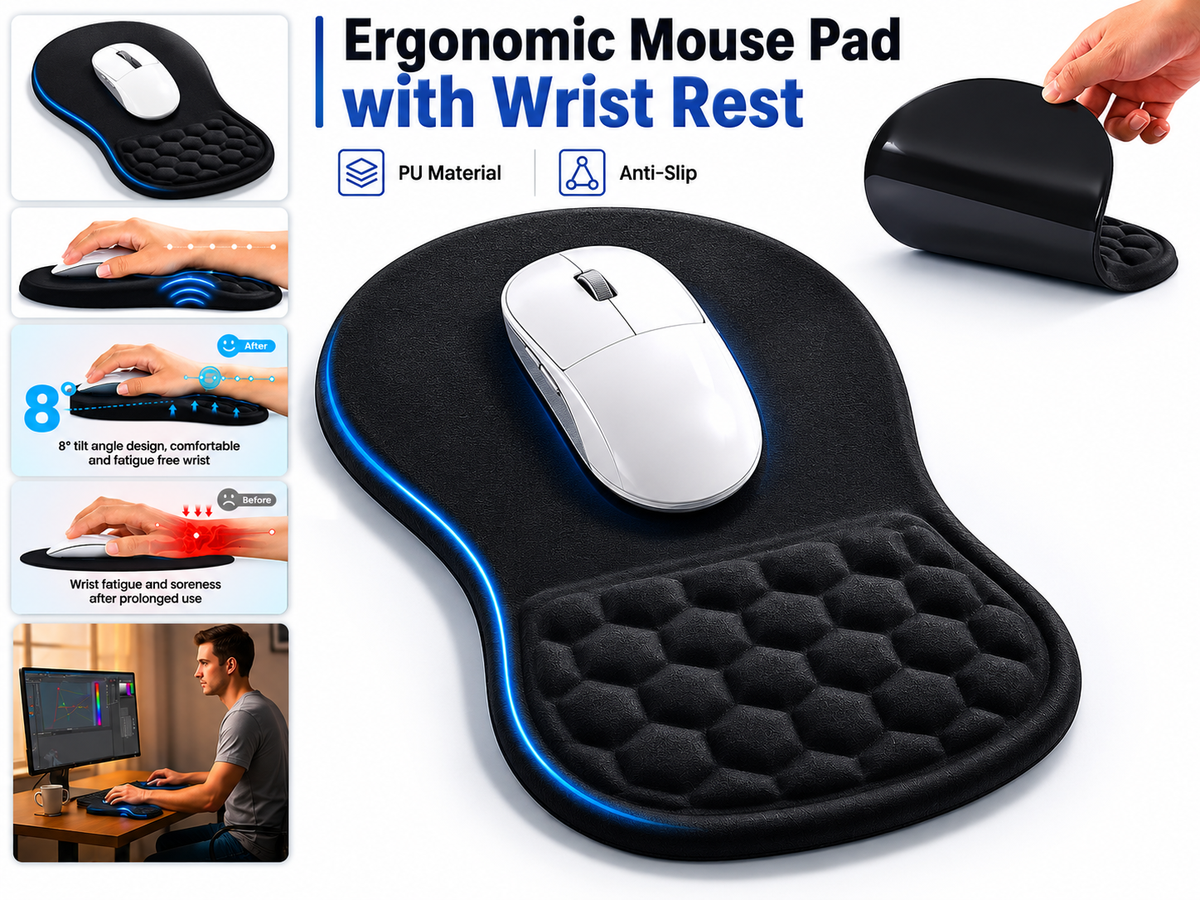 Ergonomic Mouse Pad with Wrist Rest Memory Foam Mousepad