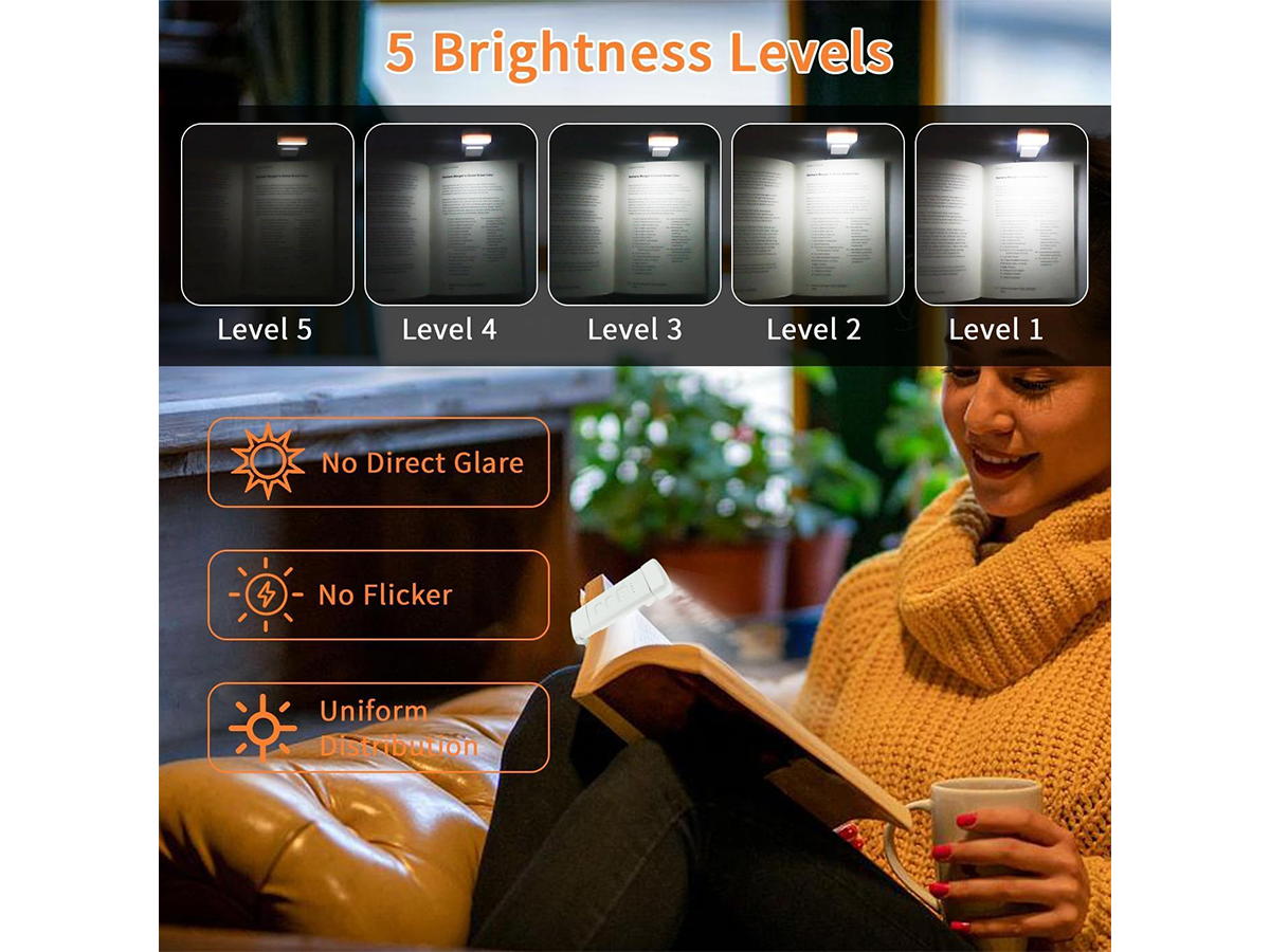 Rechargeable LED Reading Light Flexible Clip Book Lamp USB Rechargeable Reading Lamp
