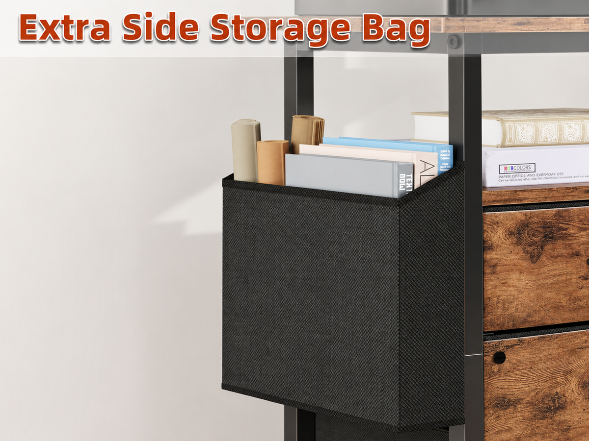 2 Drawer File Cabinet Mobile Filing Cabinet Printer Stand with Open Shelf