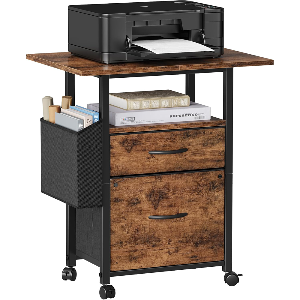 2 Drawer File Cabinet Mobile Filing Cabinet Printer Stand with Open Shelf