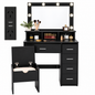 CURA Dressing Table with Mirror 5 Drawers Shelves Power Outlet and Stool
