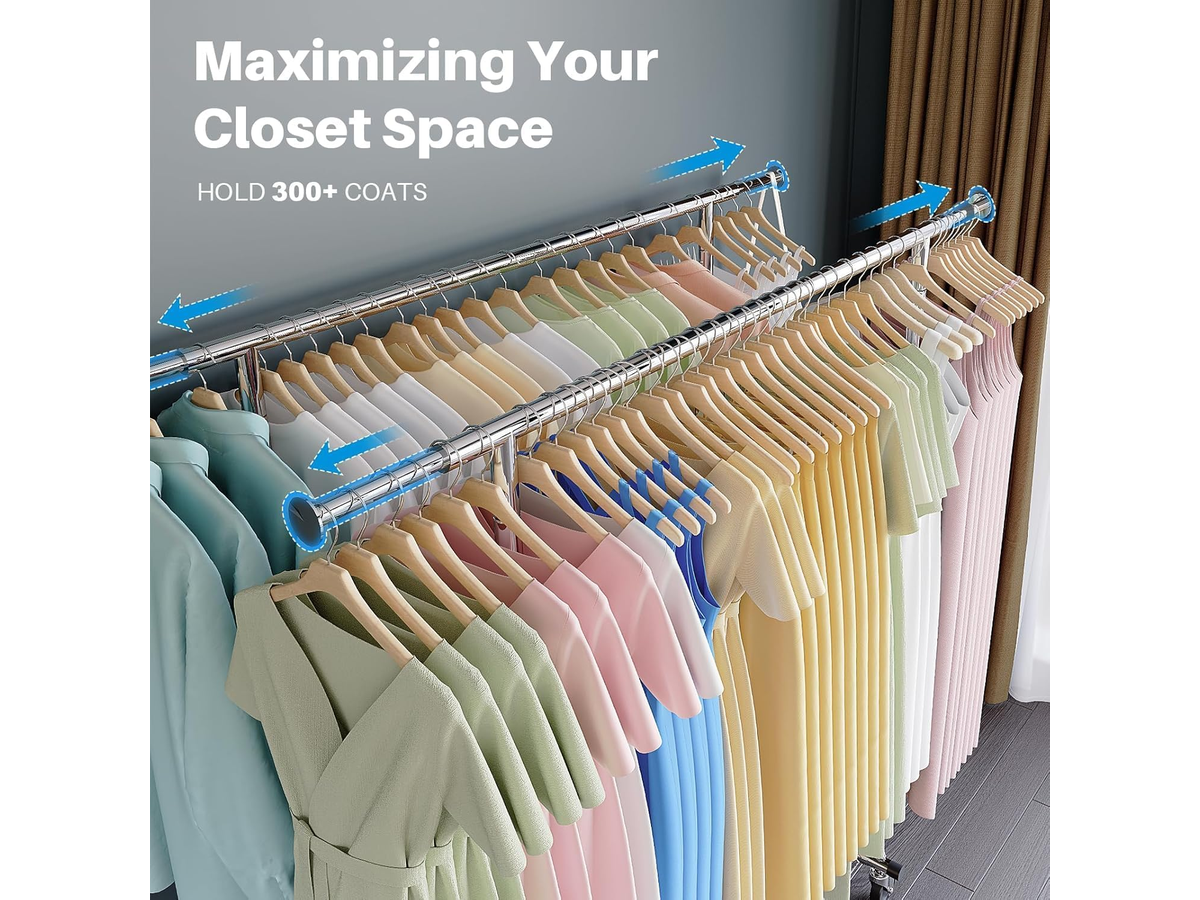 Heavy Duty Metal Clothes Rack Double Rod Garment Storage Rack