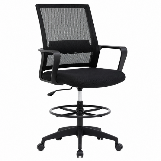 Ergonomic Drafting Chair with Flip-Up Armrests and Footrest Ring