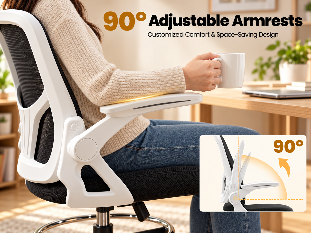 Ergonomic Drafting Chair Tall Office Chair Adjustable Footrest Lumbar Support