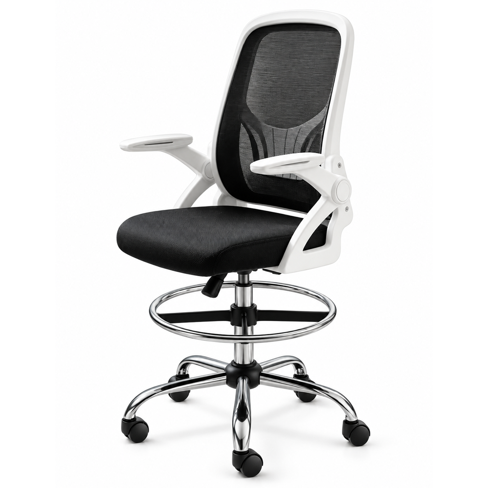 Ergonomic Drafting Chair Tall Office Chair Adjustable Footrest Lumbar Support