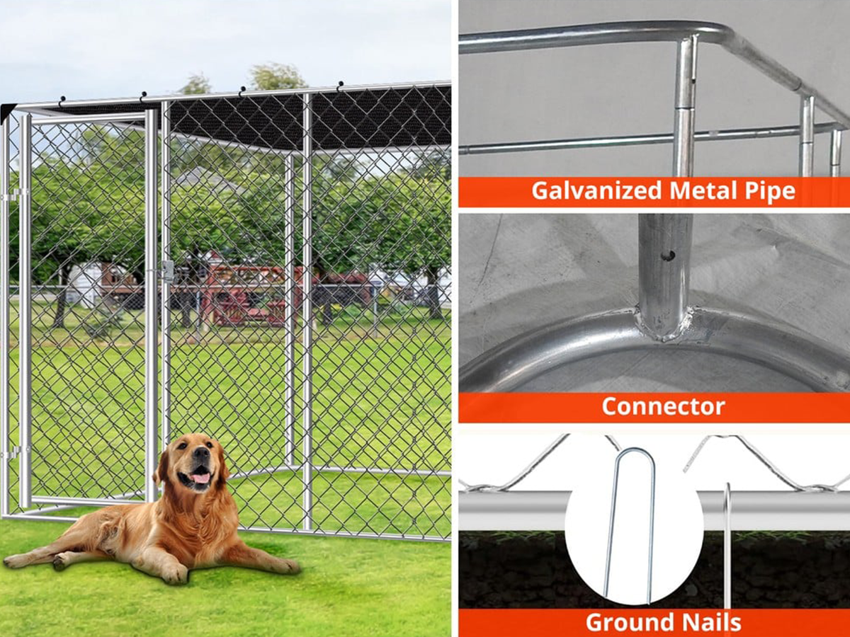 Outdoor Dog Run Heavy Duty Galvanized Steel Outdoor Dog Run with Shade Cover