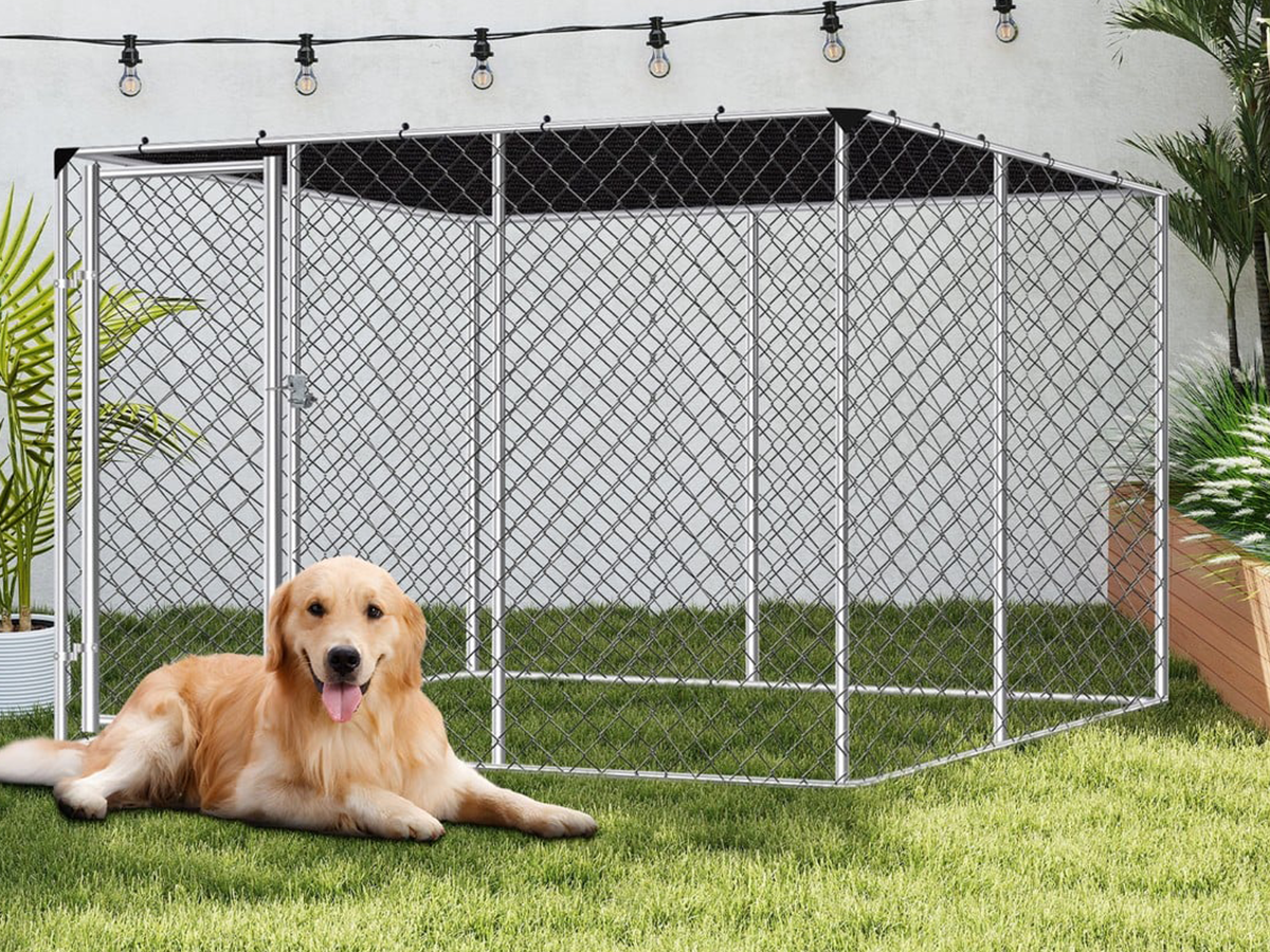 Outdoor Dog Run Heavy Duty Galvanized Steel Outdoor Dog Run with Shade Cover