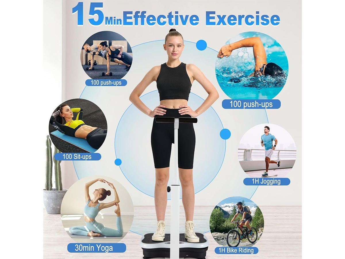 Vibration Plate Exercise Machine with Handlebars