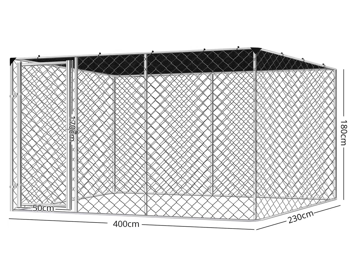 Outdoor Dog Run 4m x 2.3m x 1.8m Outdoor Dog Run with Shade Sail