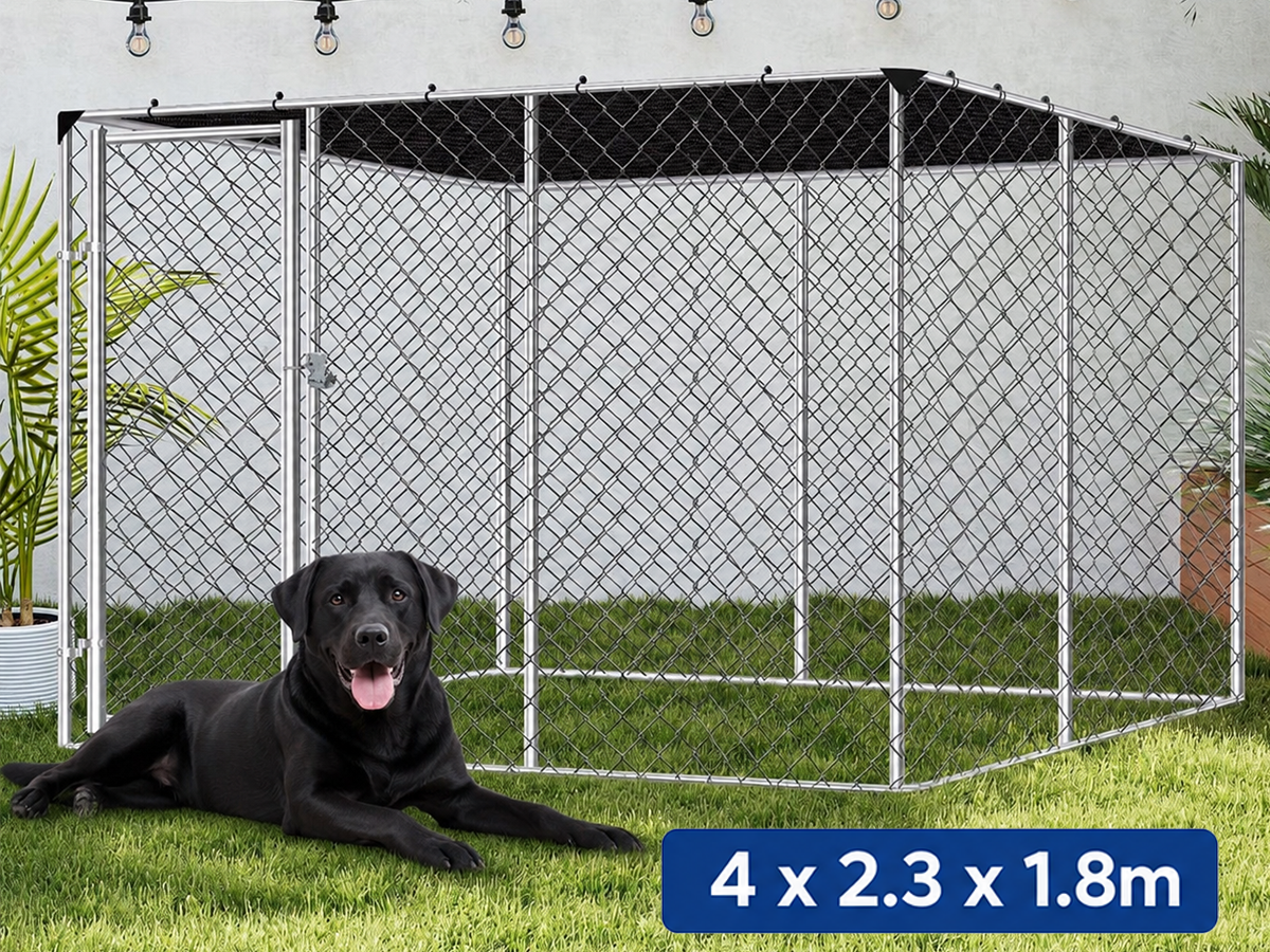 Outdoor Dog Run 4m x 2.3m x 1.8m Outdoor Dog Run with Shade Sail