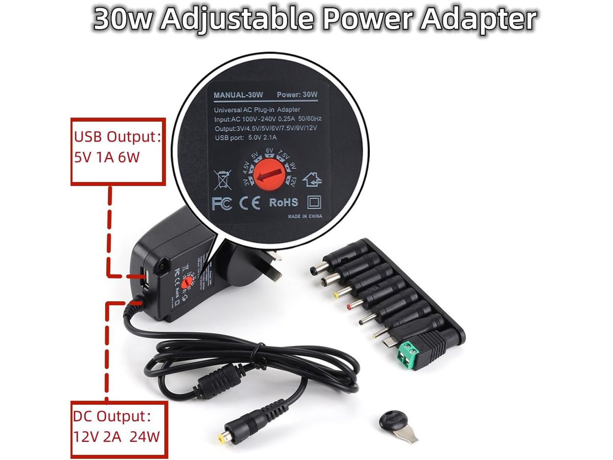 Universal Adjustable Power Adapter 30W Multi Voltage Charger