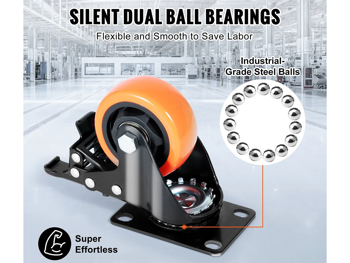 Heavy Duty Swivel Caster Wheels Set of 4 with Dual Locking System