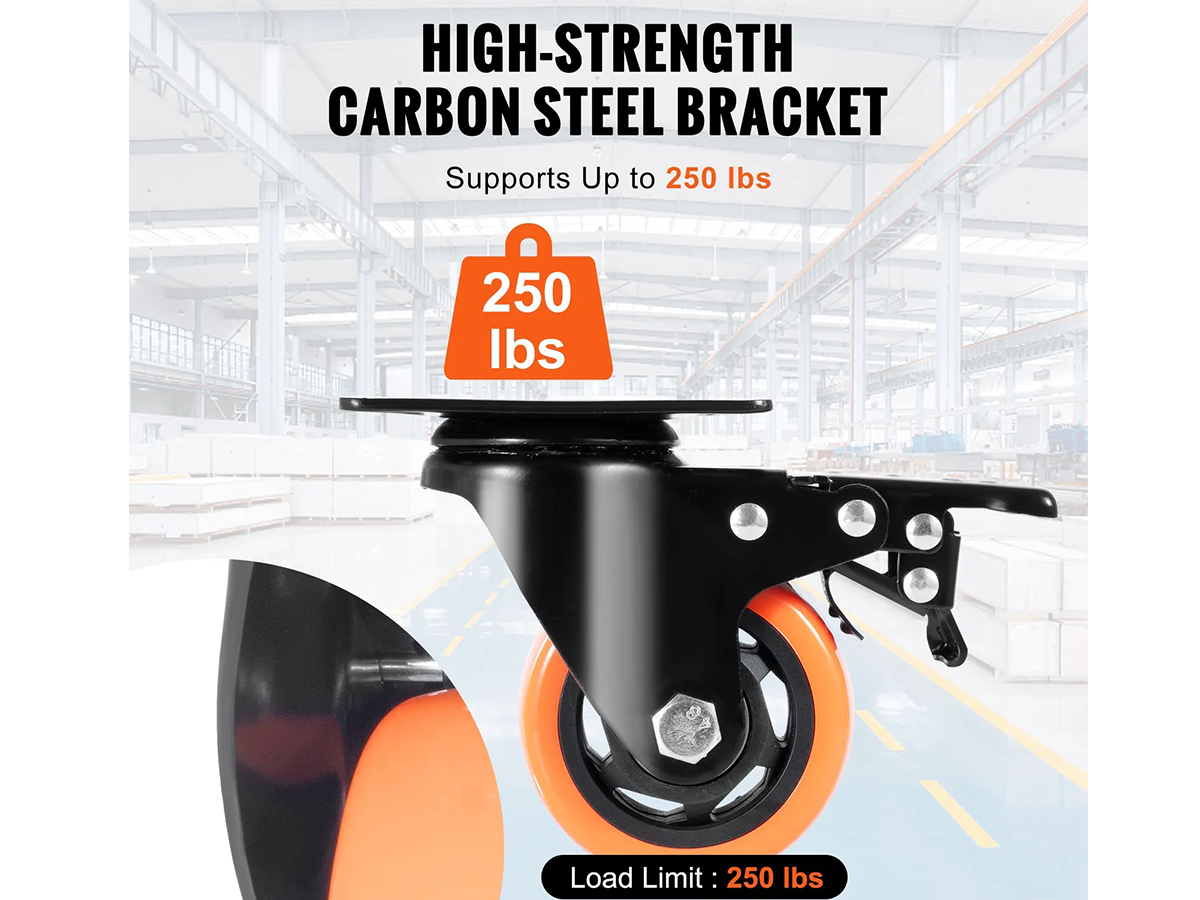 Heavy Duty Swivel Caster Wheels Set of 4 with Dual Locking System