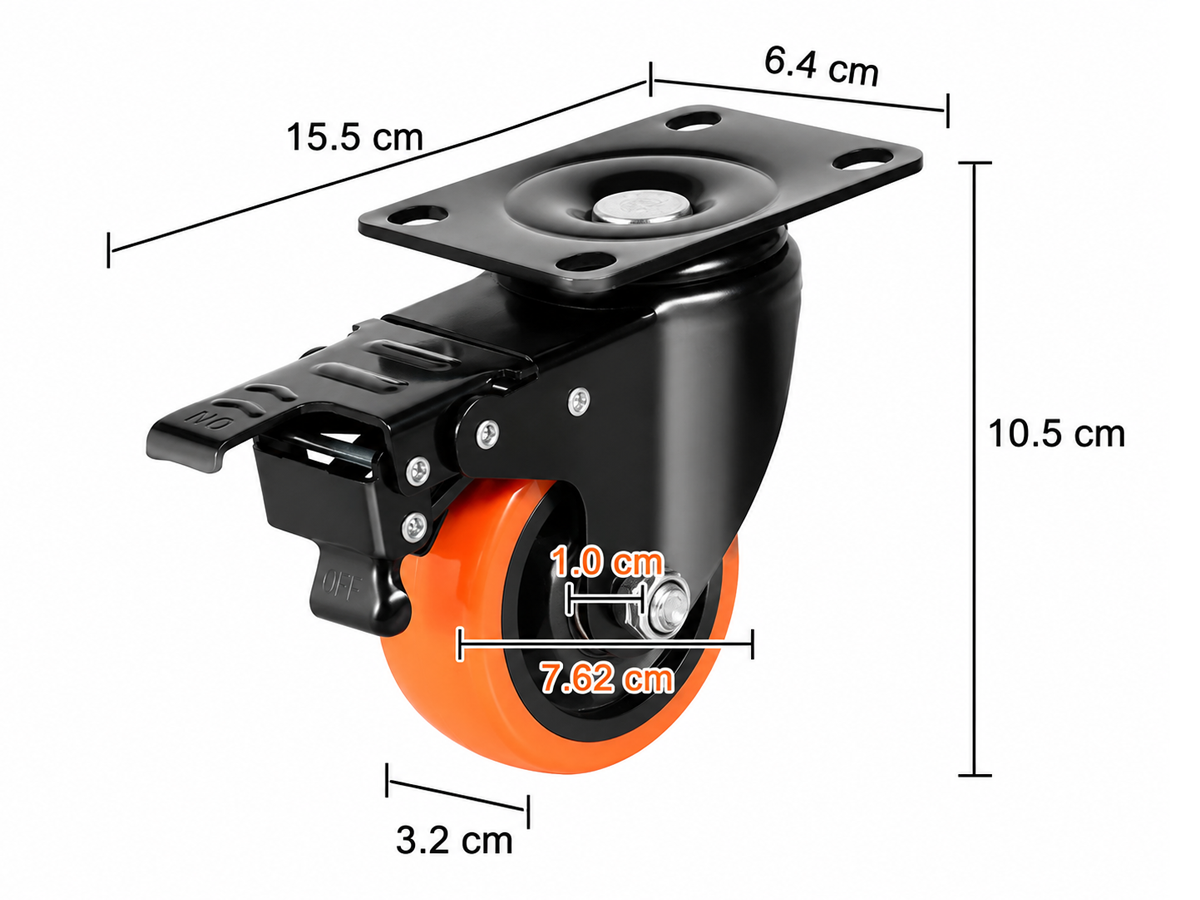 Heavy Duty Swivel Caster Wheels Set of 4 with Dual Locking System