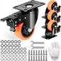 Heavy Duty Swivel Caster Wheels Set of 4 with Dual Locking System