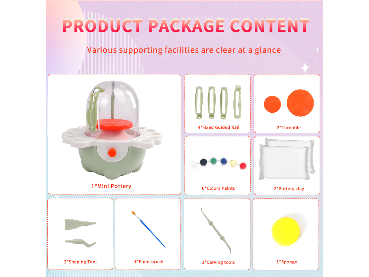DIY Mini Pottery Wheel Electric Clay Wheel Kit with Tools